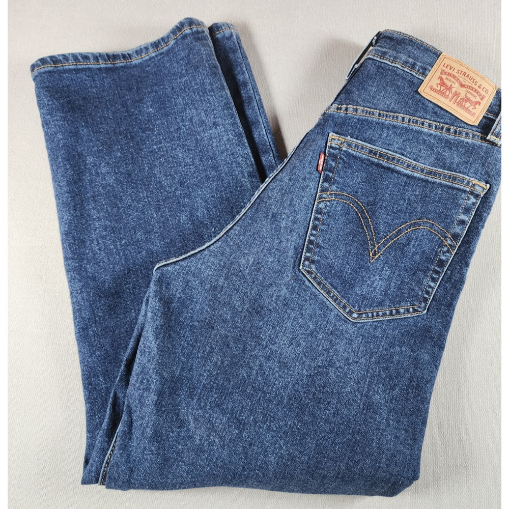 Levi's Womens Ribcage Straight 29 Blue Dark Wash Button Fly Capsule